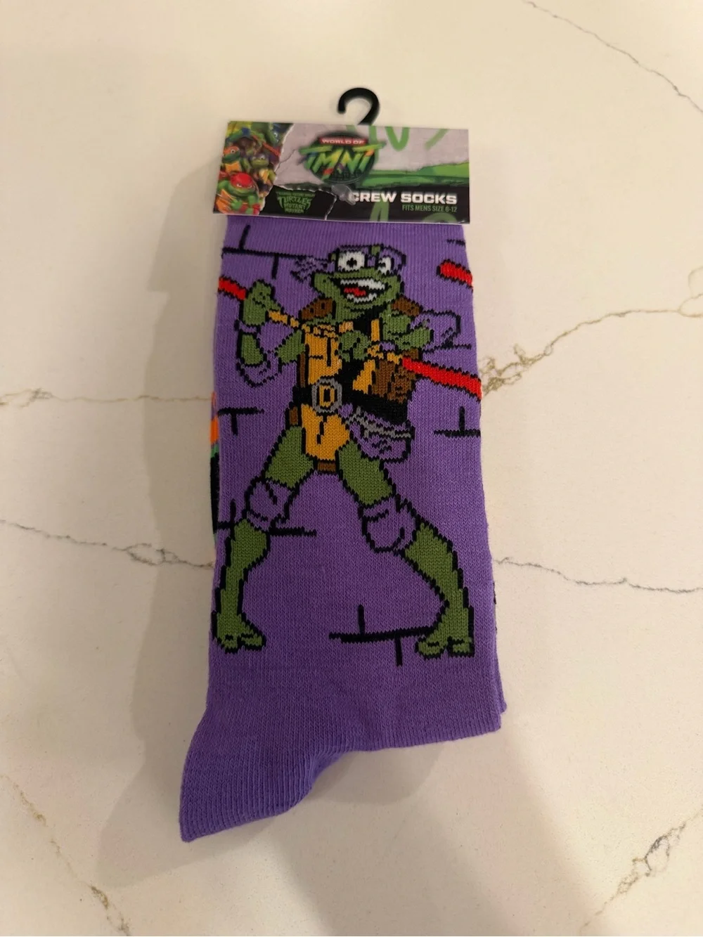 NWT World of TMNT Donatello Purple Crew Socks Men’s Size 6-12 (Odd Sox)